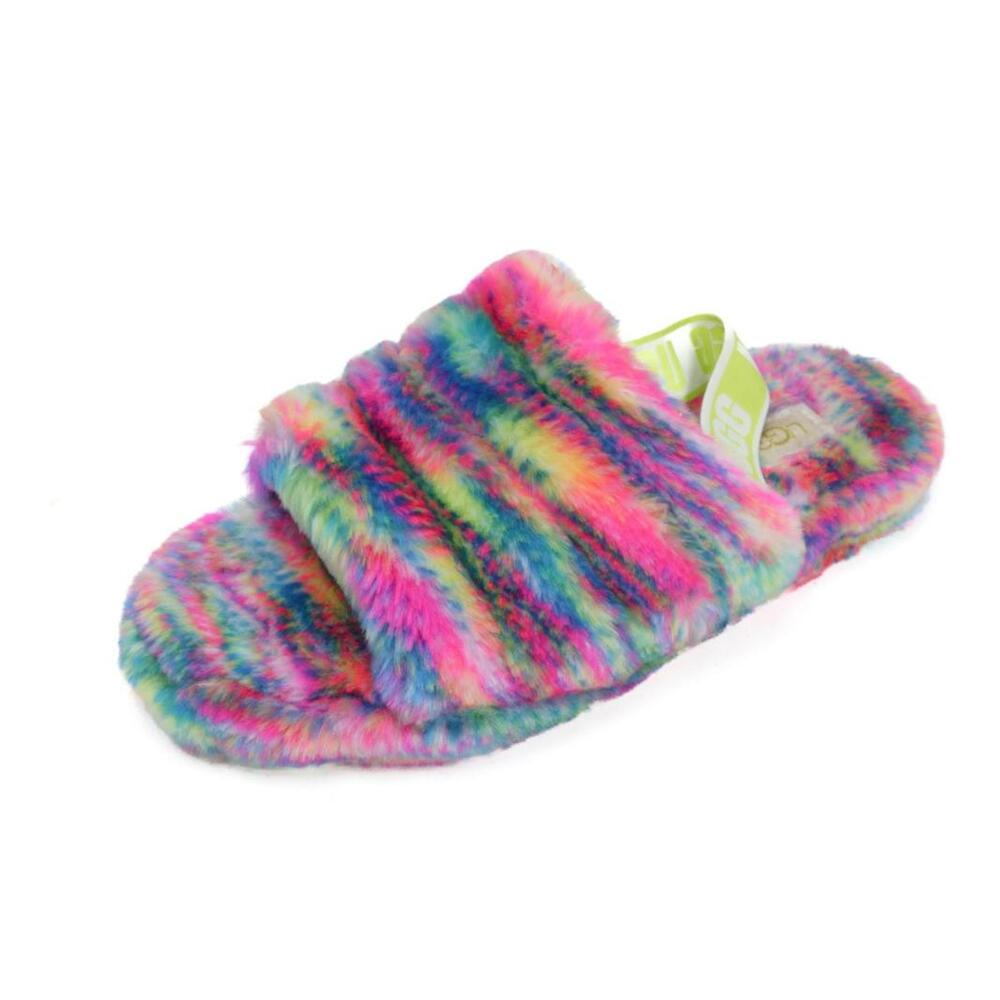 ugg Fluff yeah pixelates slippers shoes neon kids sz 5 EU 37